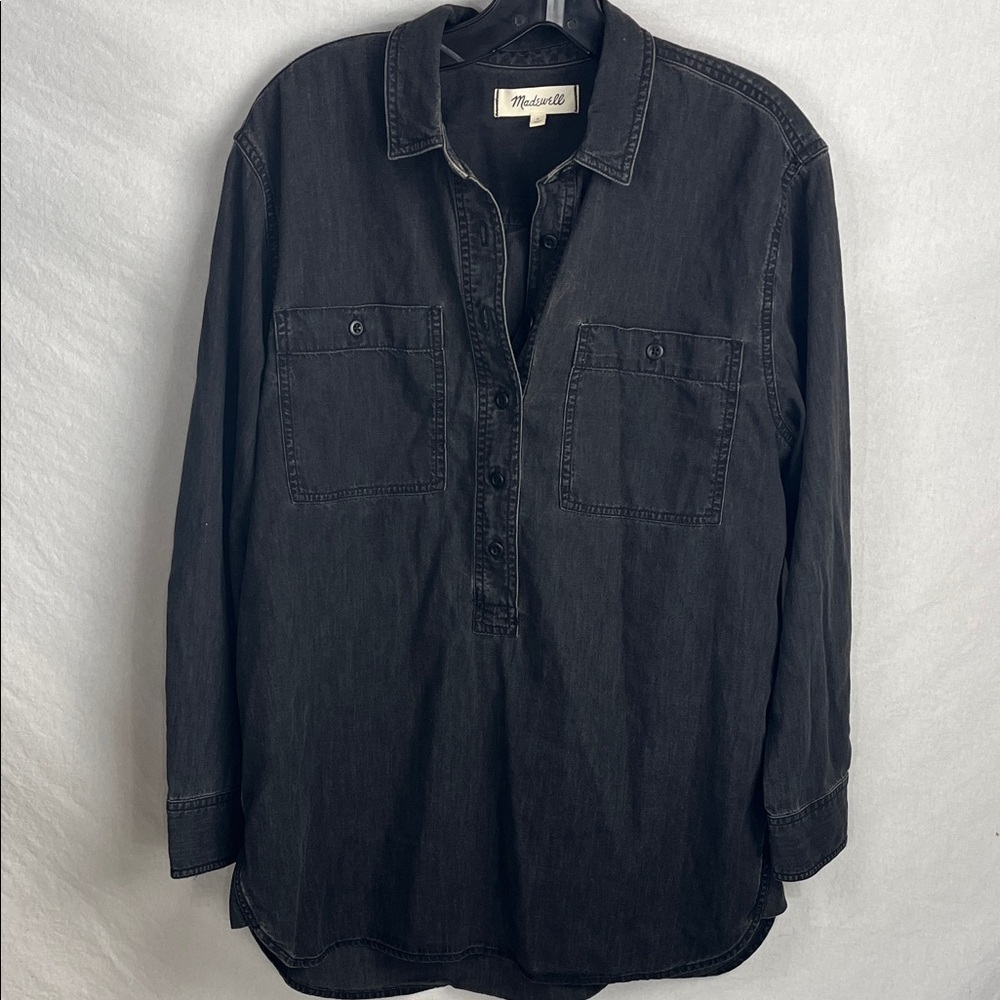 Madewell Charcoal Denim Shirt small oversized long
